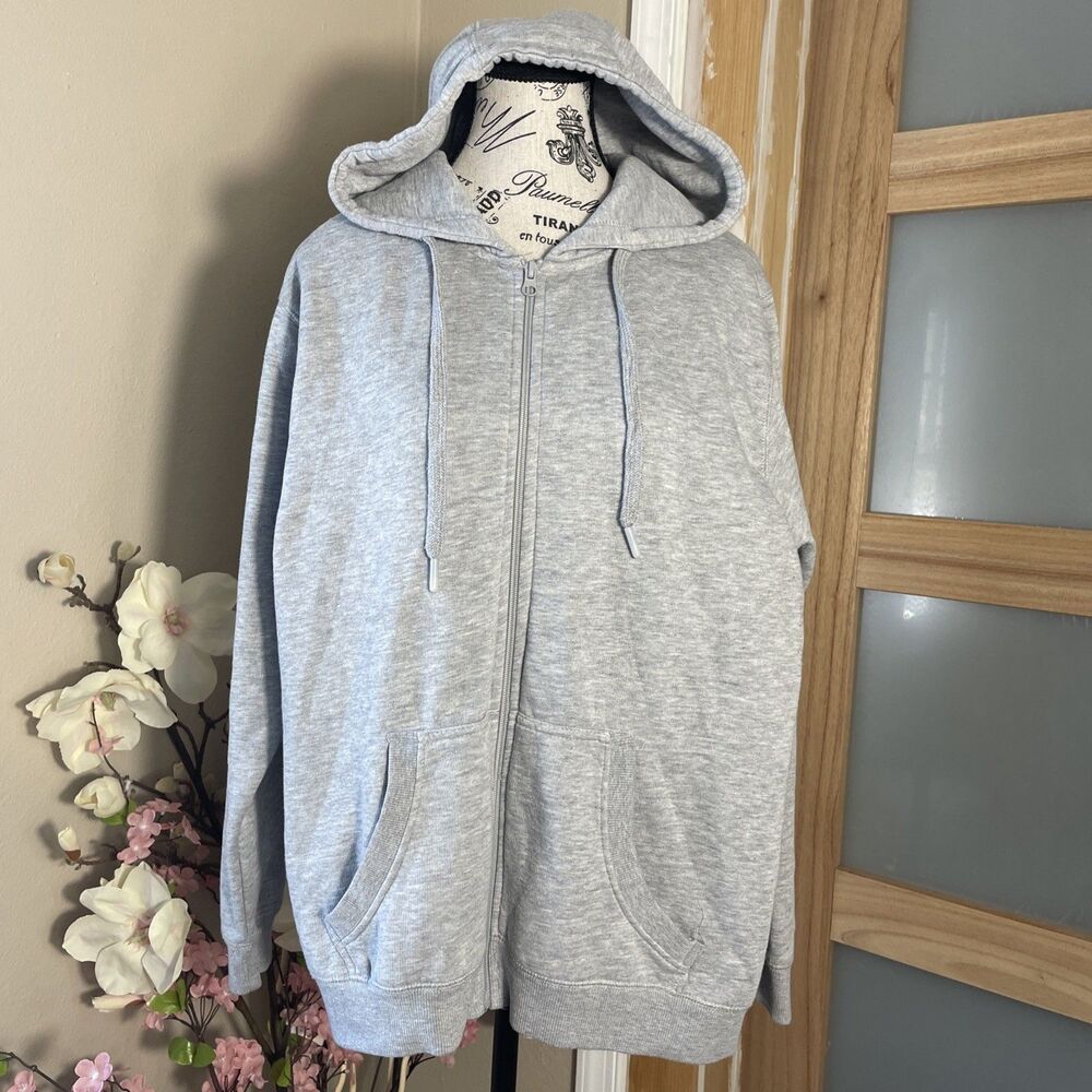 Womens Starting Point Gray Zip Up Hooded Ultrasoft Fleece Athletic Jacket XL